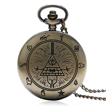 

Retro Bronze Free and Accepted Masons All-seeing Eye Pattern Men Women Quartz Pocket Watch With Necklace Chain Gift