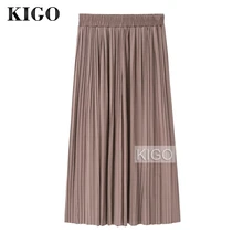 Весна Лето Новая модная юбка с высокой талией хлопковые женские плиссированные юбки Однотонная юбка с эластичной резинкой на талии Женская юбка Jupe Femme KG0944H