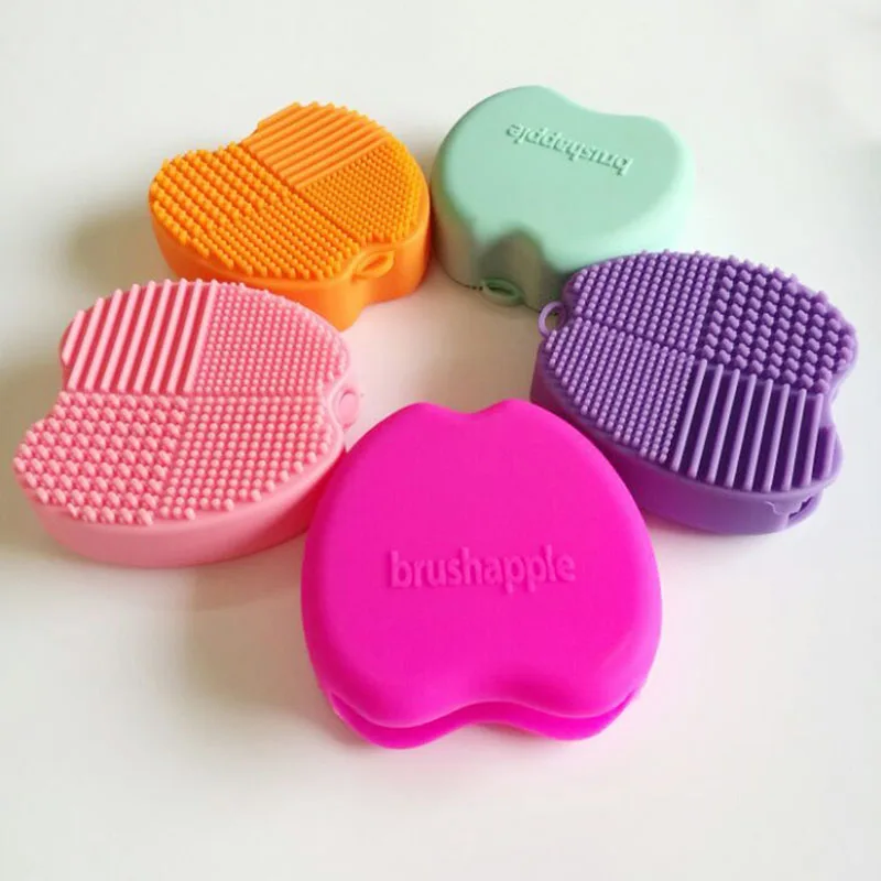 Apple Shaped Silicone Brush Egg Brushes Cleaning Tools Makeup Brush Cleaner Scrubber (4)