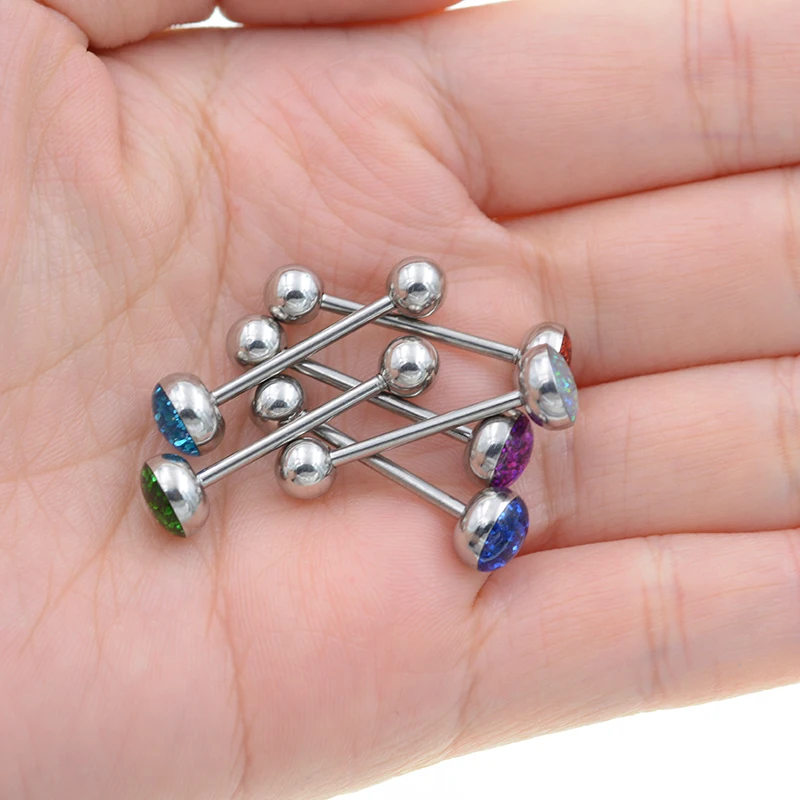 Oil Drop 1pc fashion Shinning tongue ring stud stainless steel man woman fashion jewelry silver Color tongue piercing jewelry - Image 6