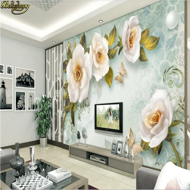 beibehang custom Embossed Rose Mural photo wallpaper for walls 3 d mural wall paper Large mural living room bedroom wallpaper