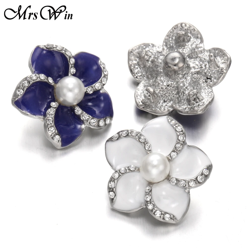

New Snap Jewelry DIY Ginger 18mm Rhinestone Flower Snap Buttons Fit Leather Silver Snap Bracelets for Women