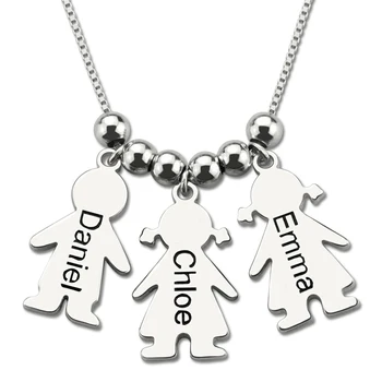 

Women's Custom Name Necklace Silver Chain Engraved Kids Charms Necklaces Costume Girl Boy Charm Choker To Mom Stranger Things