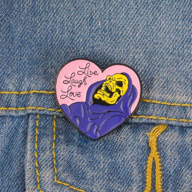 Skeletor Live Laugh Love Enamel Pin Store 4d3d3d Engaged