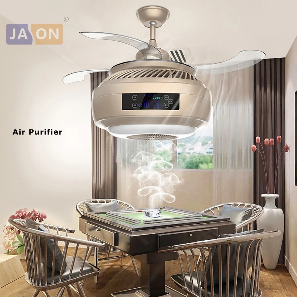 Led Modern Alloy Acryl Abs Gold Silver Air Purifier Ceiling Fan