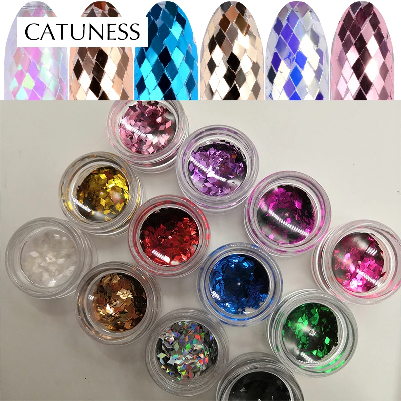 

CATUNESS 12 Colors Pigment Nail Dust Colorful Manicure Decorations Glitter Iridescent Acrylic Powder Fine Glitter Diamond Powder