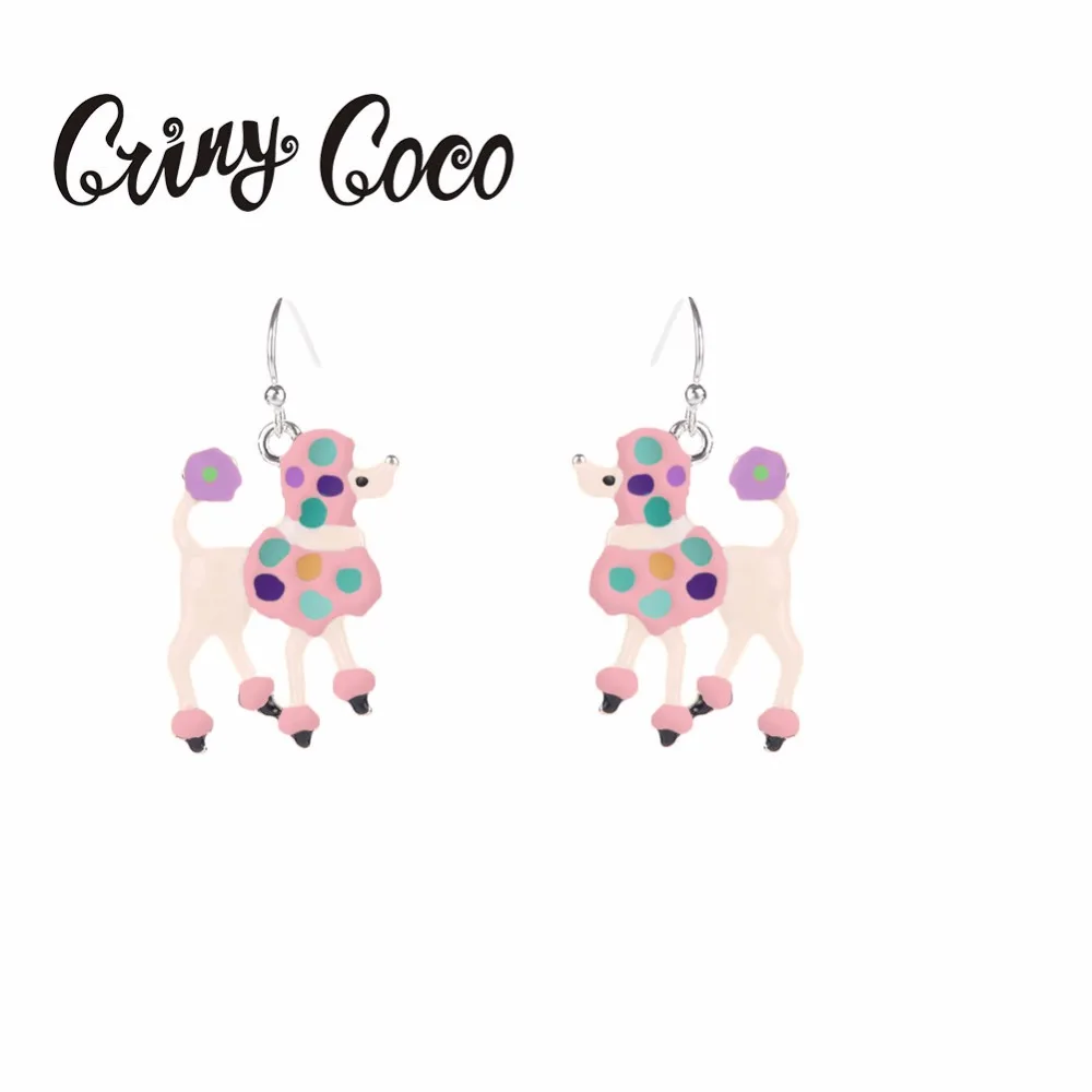 

Charms Dog Pendant Earrings for Women Pink Enamel Alloy Fashion Drop Dangle Long Animal Earring Jewelry Wholesale Brand Gifts