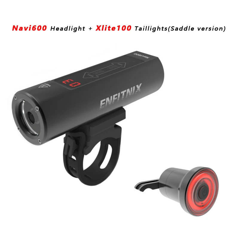 ENFITNIX Navi600 умный головной светильник s велосипедный светильник USB Перезаряжаемый дорожный горный велосипедный велосипед Xlite 100 умный ездовой задний светильник s - Цвет: with Xlite100 A