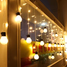 Праздничный 5 см Большой размер 220 В 1,5 м 48 Светодиодный s 10 шаров светодиодный занавес свет светодиодный Свадебная вечеринка Рождественская фея гирлянда декоративные рождественские огни