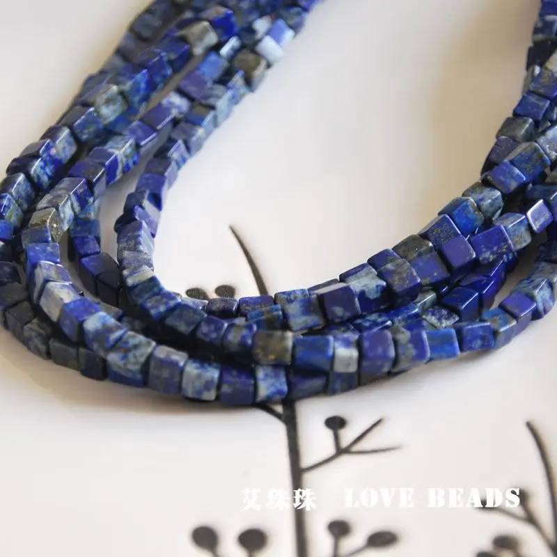 

wholesale 14.5"38cm natural lapis lazuli cubes loose beads jewelry making DIY for women