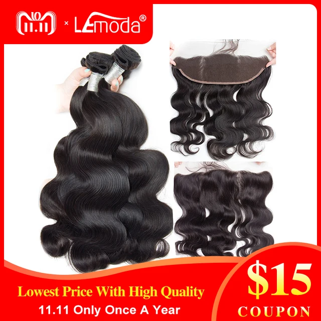 Special Price Lemoda Malaysian Boby Wave Bundles With Frontal Closure Human Hair Bundles With Frontal Remy Hair Extensions Ear to Ear Frontal Special Price Lemoda Malaysian Boby Wave Bundles With Frontal Closure Human Hair Bundles With Frontal Remy Hair Extensions Ear to Ear Frontal