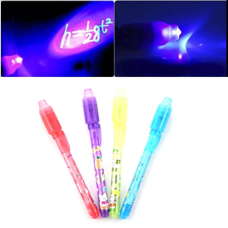 

1PCS 2016 Cute Creative Stationery Magic 2 in 1 UV Black Light Combo Invisible Ink Pen Popular highlighter pens Random Color