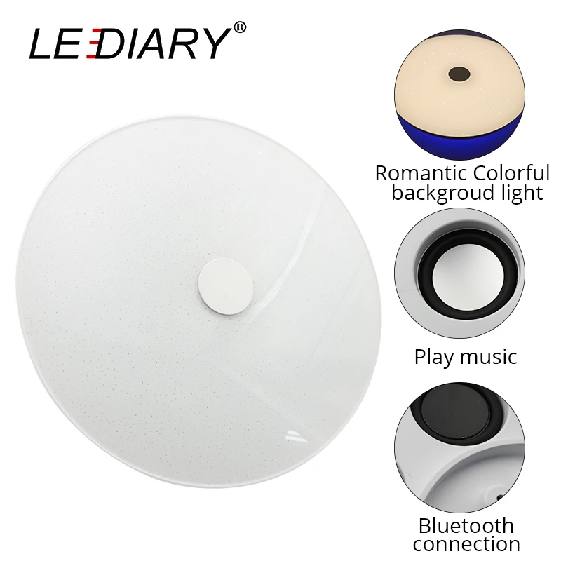 

LEDIARY 36W 220V Dimmable LED Ceiling Lights Bluetooth Speaker Remote Controller Lamp Adjustable Lighting Color 2700K-6400K