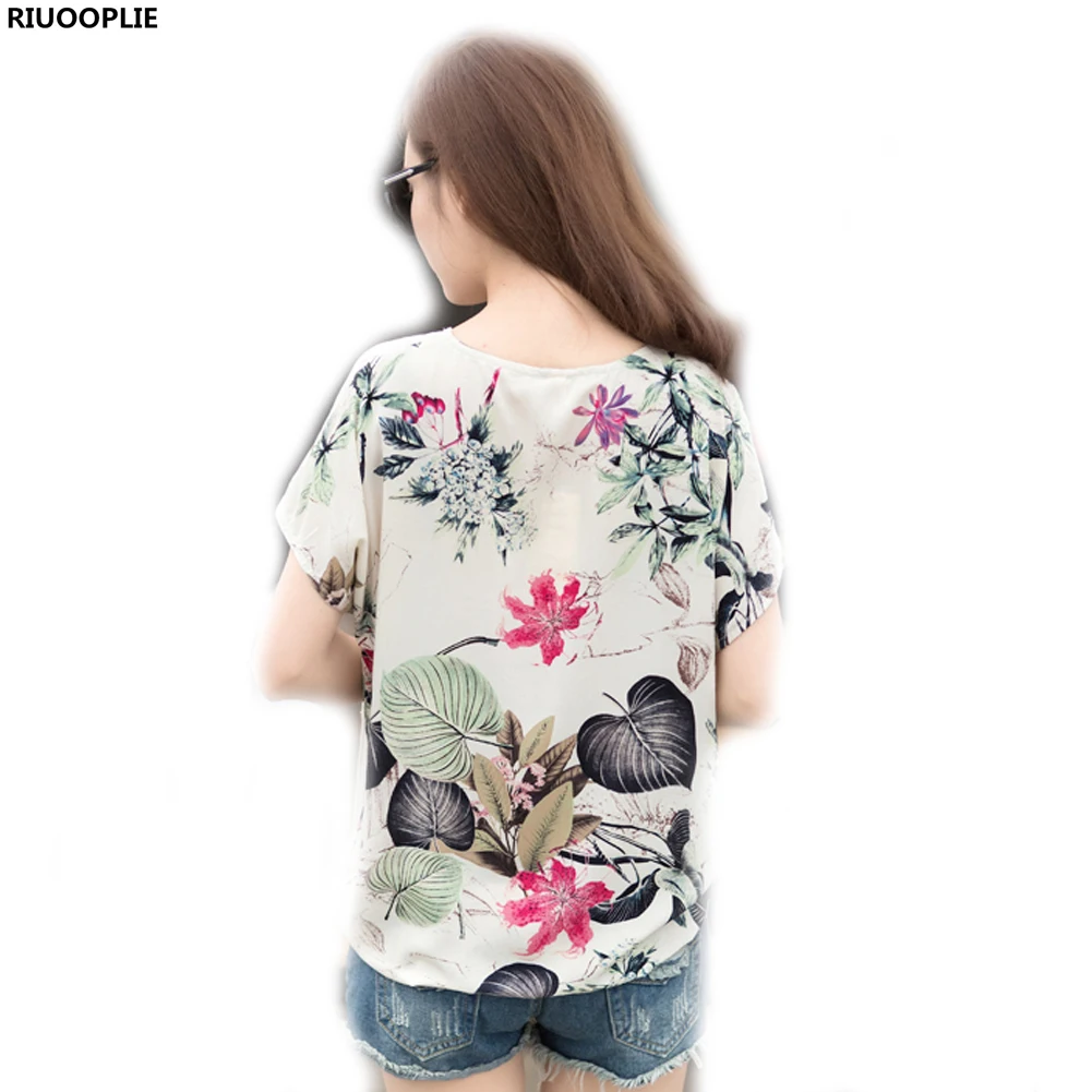 Riuooplie Для женщин хлопок белье летние свободные Blusa Mujer Vetement Рубашки для мальчиков Femme короткий рукав принт Топы корректирующие