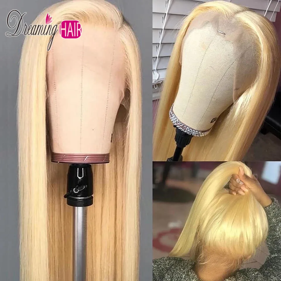 

1B 613 Blonde Ombre Color Remy Brazilian Straight Wig Long Pre Plucked Glueless Lace Front Human Hair Wigs for Black Women