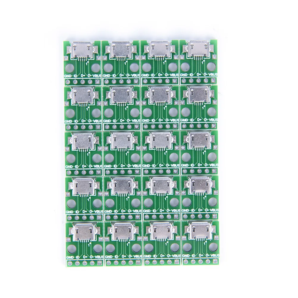 New 20pcs Micro 5-Pin USB To DIP 2.54mm Connector Module Board Panel Female Pinboard 2.54mm Mini USB PCB Type Adapter Parts