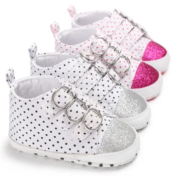 

Fashion high help female baby dot pattern canvas shoes