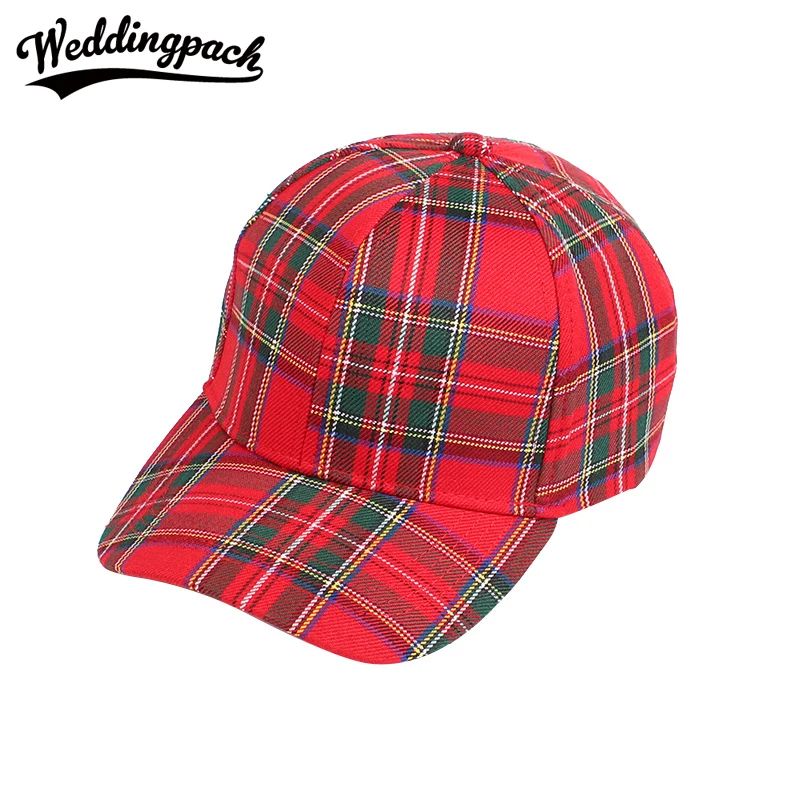 Red Black Plaid Snapback Caps For Men Women Baseball Cap With Long
