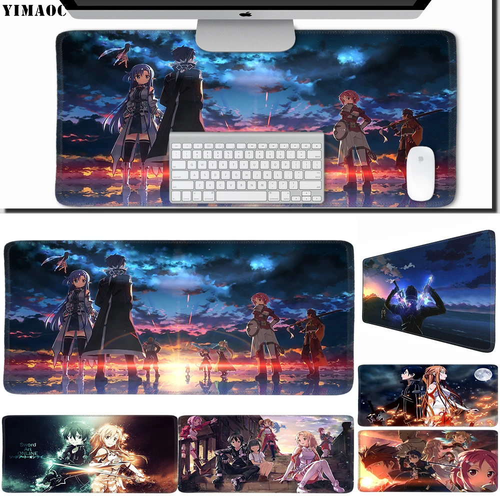 

YIMAOC 30*60 cm Large Mouse Pad Gamer Mousepad Rubber Gaming Desk Mat with Locking Edge Sword Art Online
