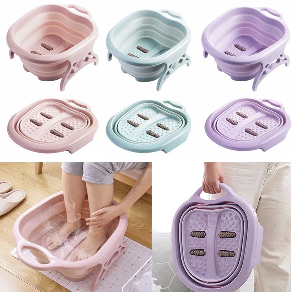 

Foldable Home Footbath Plain Foaming Massage Bucket Plastic Portable Foot Bath Wash Basin Large Heightening Fording Barrel