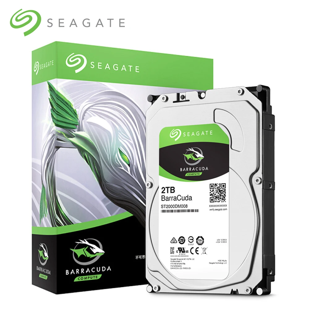 Seagate 2 ТБ Настольный HDD внутренний жесткий диск 3,5 ''ТБ 7200RPM SATA 6 ГБ/сек. жесткий диск для компьютера ST2000DM008