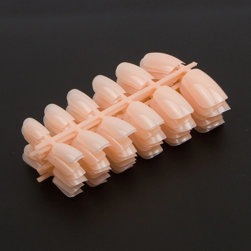 

TKGOES 120PCS Acrylic Artificial Nails Flesh Color Faux Ongles Nail Tips Full Cover Short Design False Fake Nails Art Salon