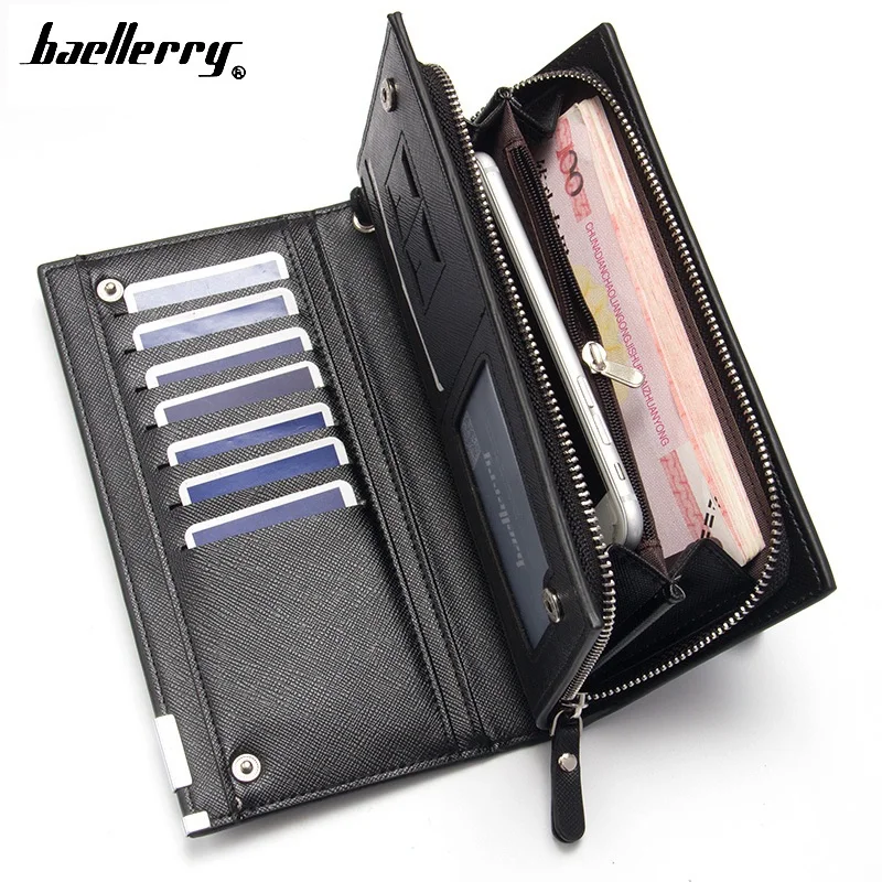 Baellerry Wallet Men Leather For Phone Pocket Big Capacity Wallet Men