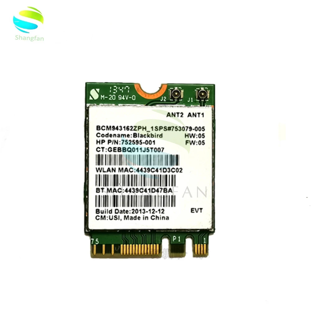 Broadcom BCM943162ZP BCM943162 433 Мбит/с 802.11ac a/b/g/n dual band 2 4G + 5G беспроводная сетевая карта Wi-Fi HP P/N