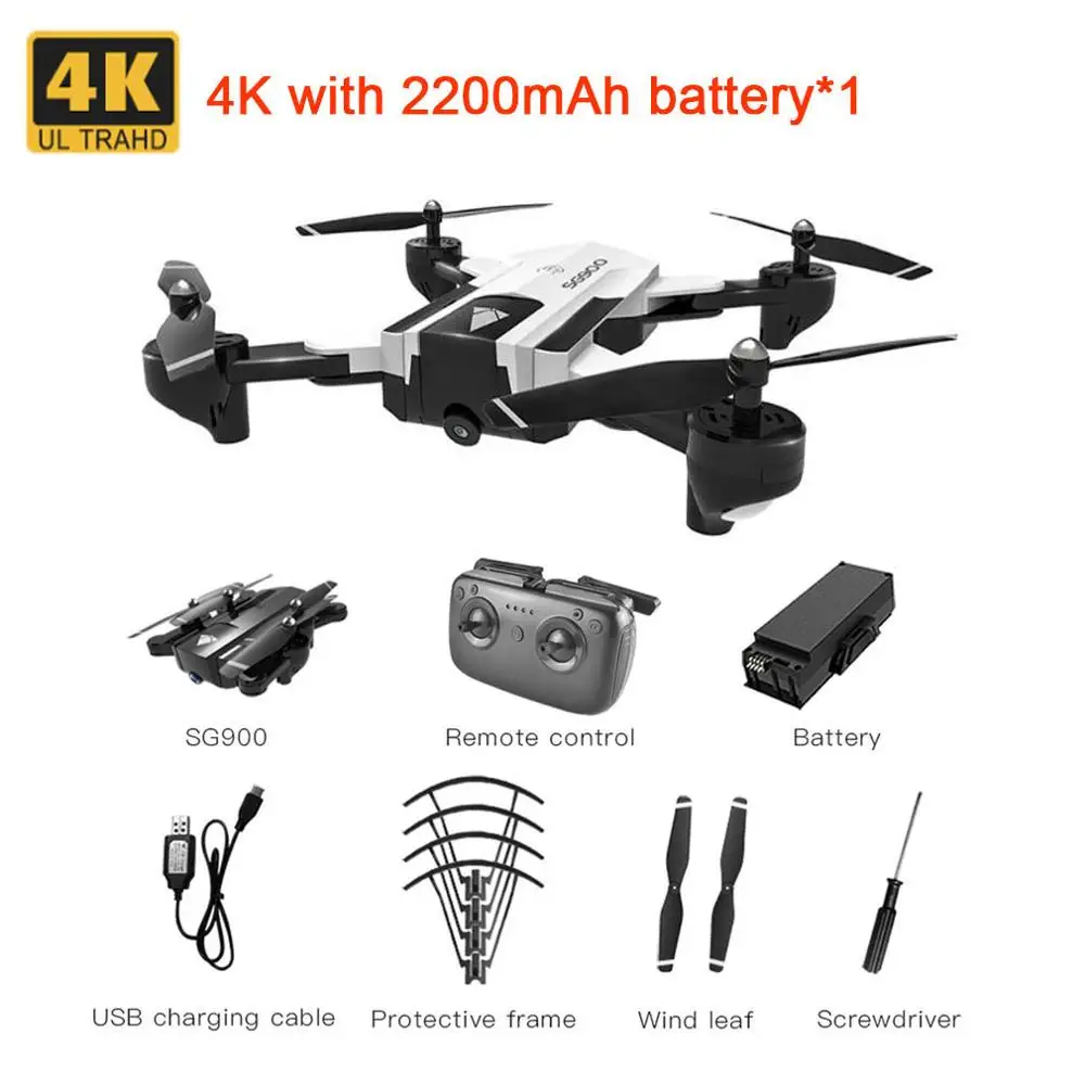 SG900 Радиоуправляемый Дрон с HD 720 P/4 K двойной камерой wifi fpv 21 минут долгий полёт следуют за мной Профессиональный Квадрокоптер Профессиональный Дрон складной воздушный дроны оптический поток вертолет игрушки - Цвет: With Foam box