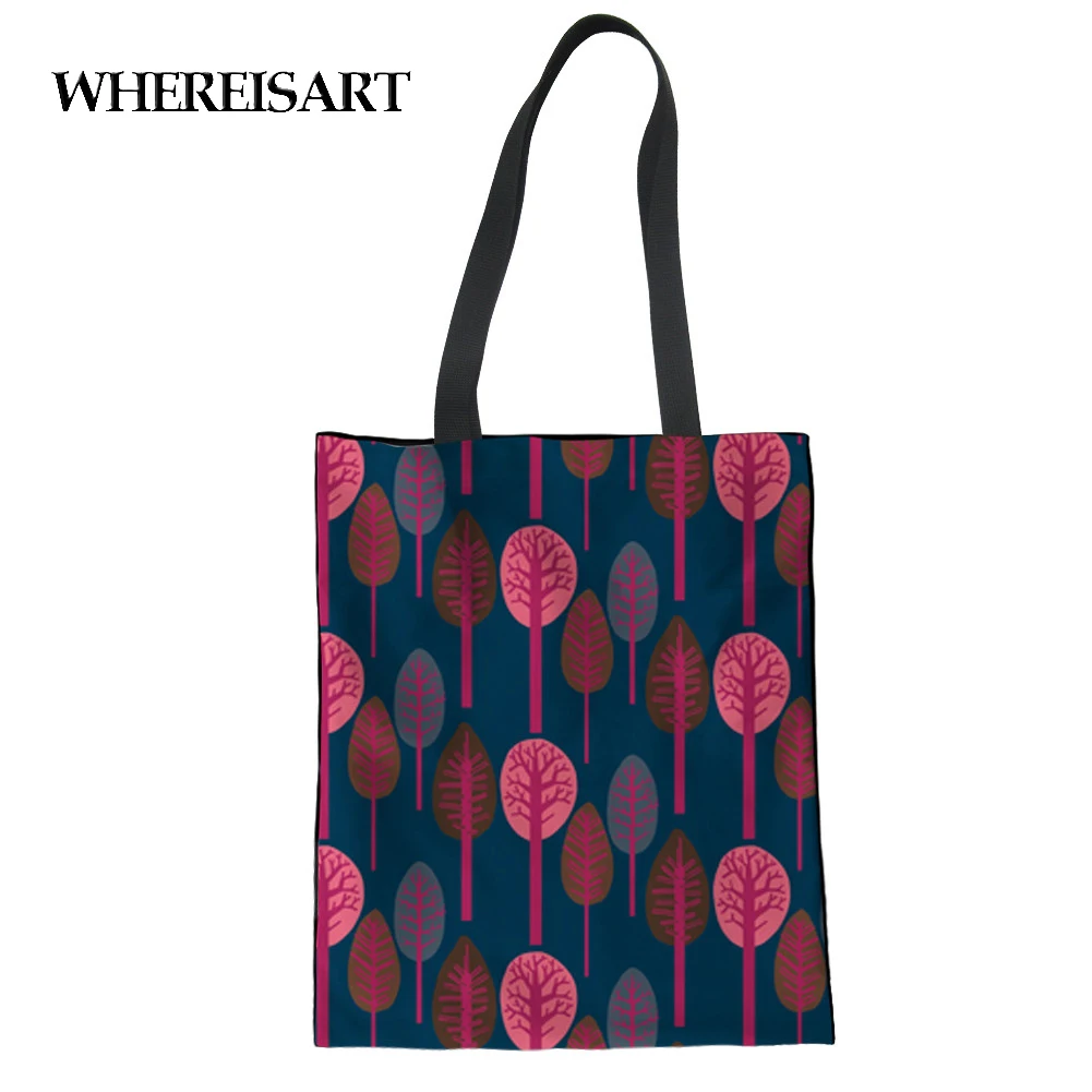 WHEREISART холщовая женская сумка на плечо, Сумка с принтом в виде листьев, сумки, Большая вместительная Складная пляжная сумка-тоут, сумка для покупок