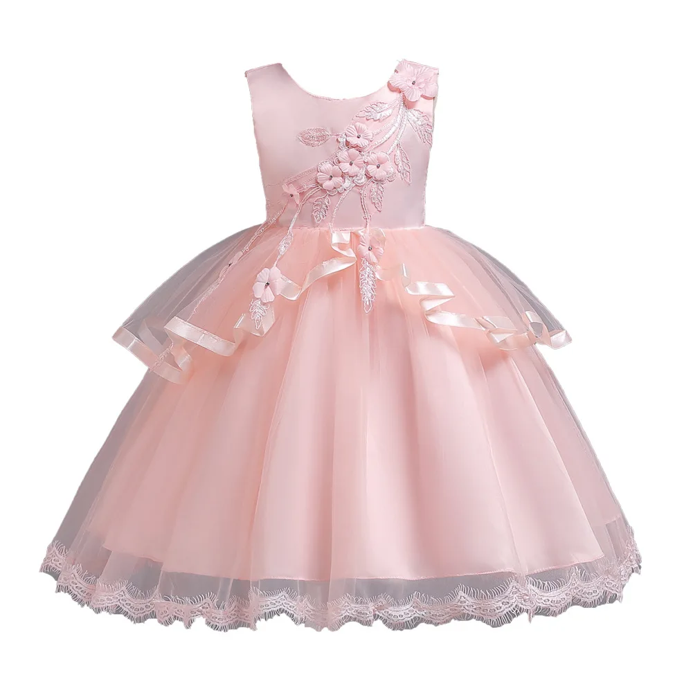 

New Children's Embroidered Dress Girl Wedding Princess Dresses Pettiskirt Big Children's Dress 3-11 Years