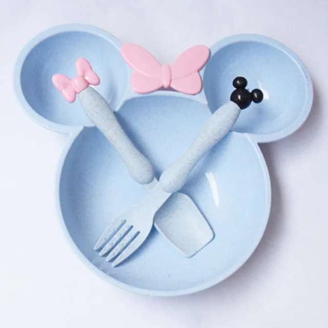 

3 Pcs/Set Baby Food Storage Bamboo Tableware Solid Cute Dishes Kids Plate Bowl Eco-friendly Children Training Dinnerware BB5077