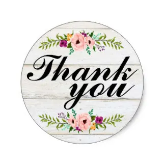 3.8cm Rustic Adorned with Floral | Thank You Sticker Дом и сад