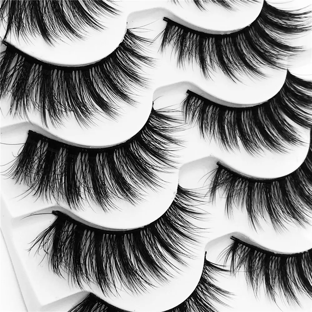 5pcs/lot G822 Natural False Eyelashes 5 Pairs 3D Individual Mink