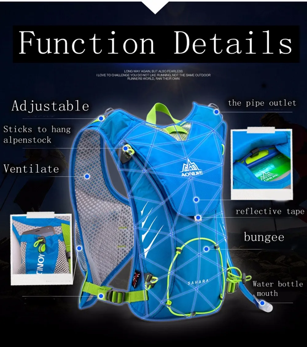 AONIJIE Открытый Trail Бег марафон гидратации рюкзак легкий Пеший Туризм сумка с + 1.5l гидратации воды сумка для Для мужчин Для женщин