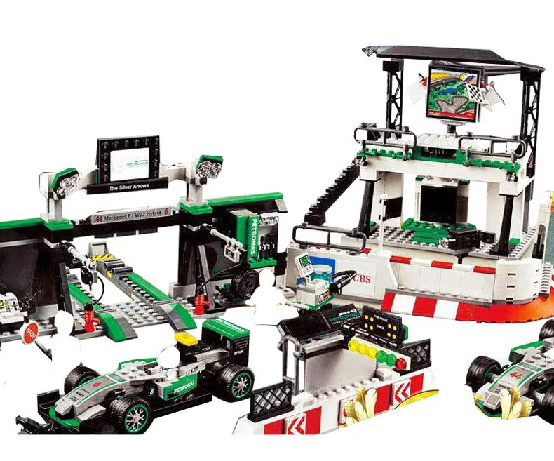 

Genuine Super Racer Series Race Track The AMG PETRONAS Formula Team Set Building Blocks Toys Compatible 75883