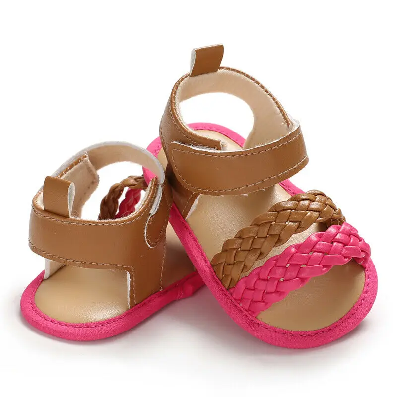 Летние сандалии для новорожденных девочек; противоскользящая обувь для малышей; мягкая подошва - Цвет: B