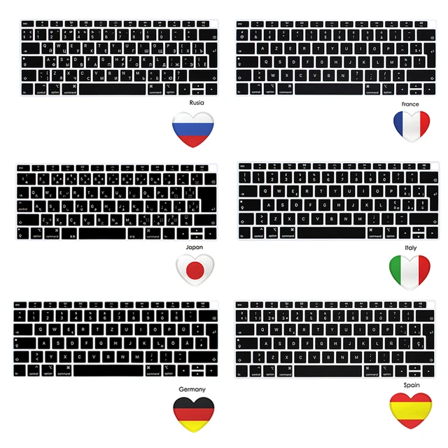 European version For macbook air 13 A1932 Notebook Keyboard Cover Laptop Keyboard French German Spanish Italian Japanese EU 1