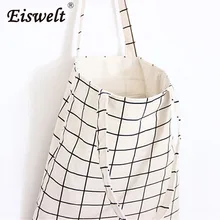 Прямая поставка, Холщовая Сумка-тоут, Повседневная пляжная сумка, Эко сумка для покупок, Повседневная Складная сумка на плечо, клетчатая Холщовая Сумка-тоут для женщин