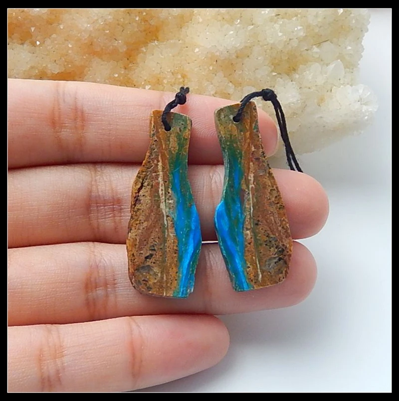 

Natural Stone Gemstone Blue Ppal Fashion Earring Beads 35x14x3mm 4.5g Fashion Jewelry Women Earrings Accessorise