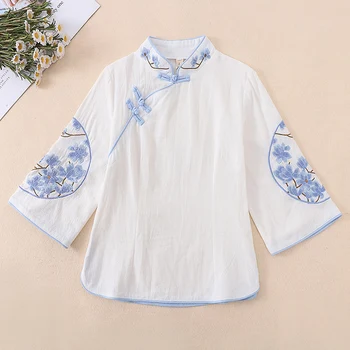 

2020 tops hanfu top chinese shirt linen traditional chinese clothing for women tang suit chinese top traditional women