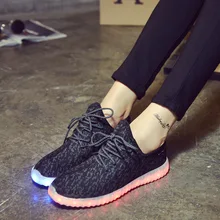 Unisex Led Shoes men Solid 2016 New Fashion Schoenen Casual Chaussures Lumineuse Light Up Shoes black white flats shoes ww80