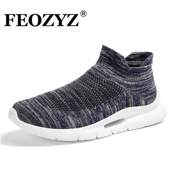 

FEOZYZ New Mid-Cut Running Shoes Women Men Flywire Tech Unisex Sneakers Comformtable Breathable Sock Sport Shoes