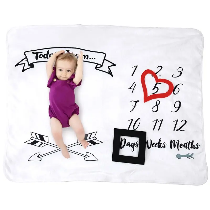 

3Pcs/Set 120*100CM Newborn Soft Milestone Blanket with Monthly Growth Chart Coral Fleece Swaddle Wrap Baby Photography Props