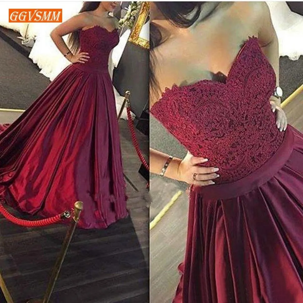 Elegant 2019 Women Evening Dresses Long Sexy Ball Gown Burgundy Evening Gowns Sweetheart Sleeveless Lace Top Party Formal Dress Elegant 2019 Women Evening Dresses Long Sexy Ball Gown Burgundy Evening Gowns Sweetheart Sleeveless Lace Top Party Formal Dress