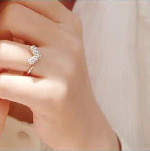 

nz27 wholesale Factory price! New style Fashion shiny love rhinestone adjustable ring jewelry for women,free shipping