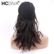Lace Frontal Human Hair Wigs Natural Wave Black For Woman Indian Non-Remy 18 inch Lace Frontal Wigs HCDIVA Hair