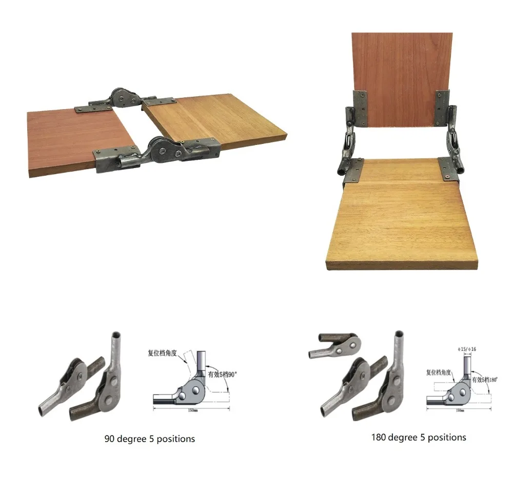 

1Pair Premintehdw Adjustable Folding Ratchet Sofa Hinge Chair Hinge For Armrest Backrest 5 Positioned welded Mounting L Plate
