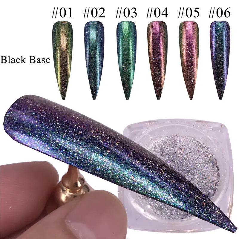 

1 Box Chameleon Holographic Nail Glitter Powder Gel Polish Chrome Pigment Dust Shinning Glitters Manicure Nail Art Decoration