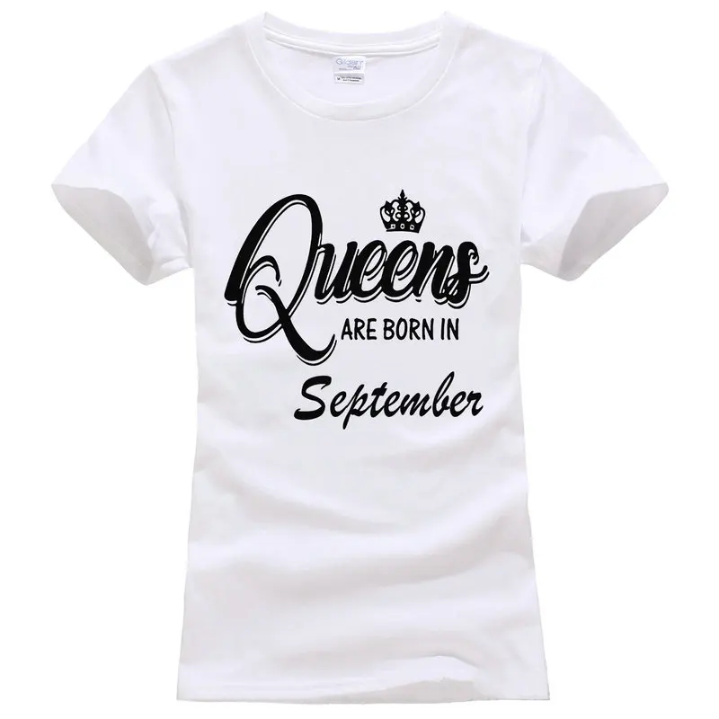 

T Shirt Print Gildan Women'S Short Queens Are Born In September O-Neck Office Tee